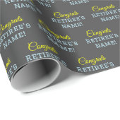 Gepersonaliseerde Gefeliciteerd met pensioen! Geel Cadeaupapier (Rol Hoek)