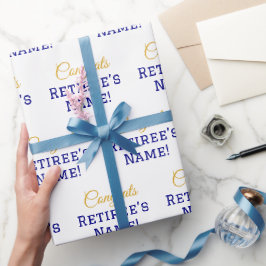 Gepersonaliseerde Gefeliciteerd met pensioen! Goud Cadeaupapier
