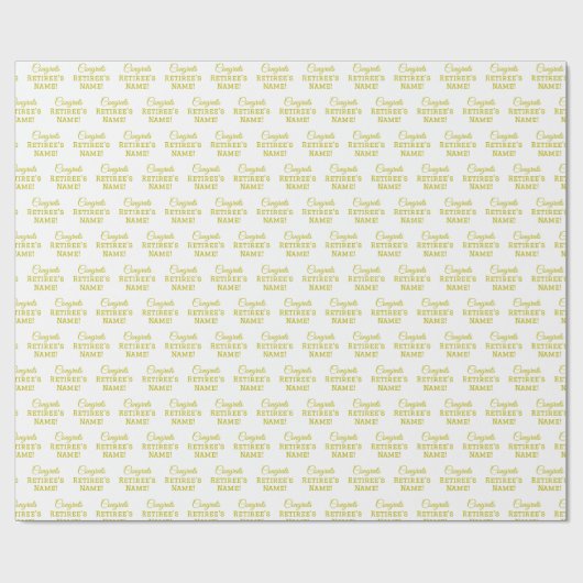 Gepersonaliseerde Gefeliciteerd met pensioen! Goud Cadeaupapier (Vlak)