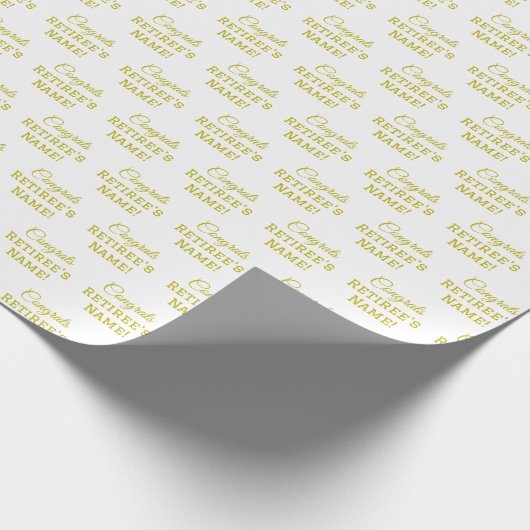 Gepersonaliseerde Gefeliciteerd met pensioen! Goud Cadeaupapier (Hoek)