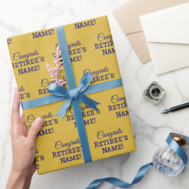 Gepersonaliseerde Gefeliciteerd met pensioen! Navy Cadeaupapier