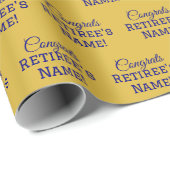 Gepersonaliseerde Gefeliciteerd met pensioen! Navy Cadeaupapier (Rol Hoek)