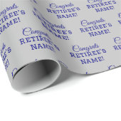Gepersonaliseerde Gefeliciteerd met pensioen! Navy Cadeaupapier (Rol Hoek)