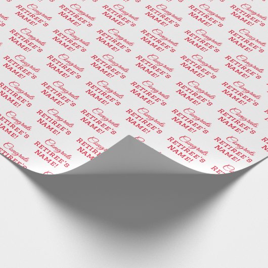 Gepersonaliseerde Gefeliciteerd met pensioen! Rood Cadeaupapier (Hoek)