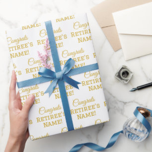 Gepersonaliseerde Gefeliciteerd met pensioen! Wit Cadeaupapier