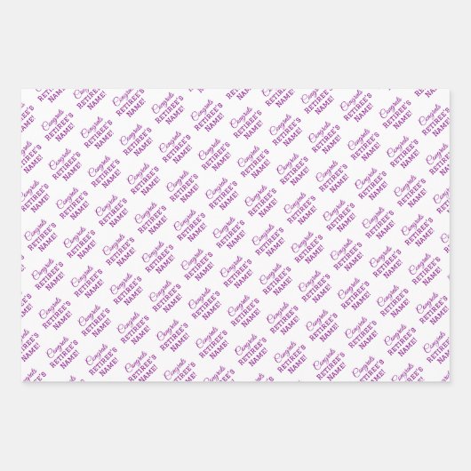 Gepersonaliseerde Gefeliciteerd met pensioen! Wit  Inpakpapier Vel (Voorkant 2)