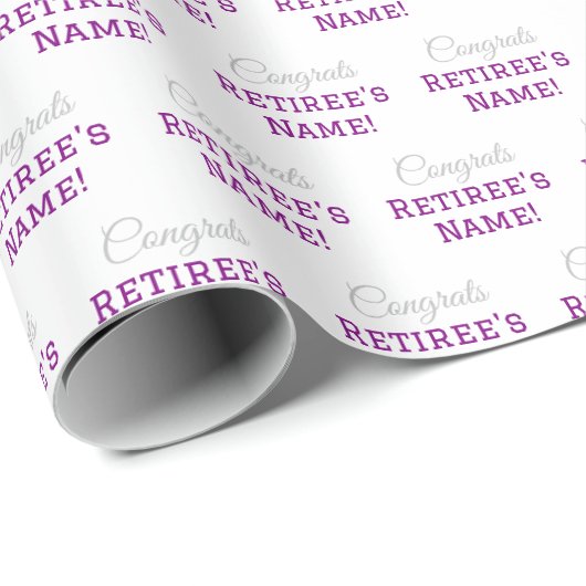 Gepersonaliseerde Gefeliciteerd met pensioen! Zilv Cadeaupapier (Rol Hoek)