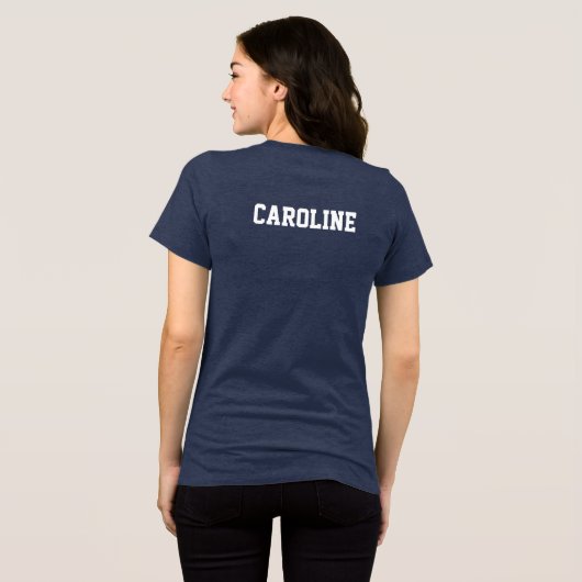 Gepersonaliseerde gehaakte clubnaam op achterblokt Tri-Blend shirt (Achterkant volledig)