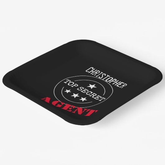 Gepersonaliseerde geheim agent Kinder Papieren Bordje (Gebogen)