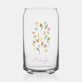 Gepersonaliseerde Geïllustreerde Bloemen Bruidsmei Blikvorm Glas