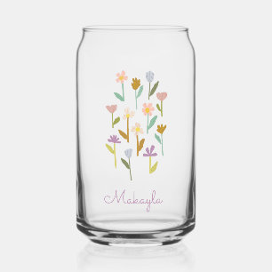 Gepersonaliseerde Geïllustreerde Bloemen Bruidsmei Blikvorm Glas