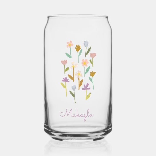 Gepersonaliseerde Geïllustreerde Bloemen Bruidsmei Blikvorm Glas (Voorkant)