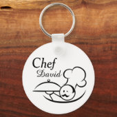 Gepersonaliseerde geïllustreerde Chef Sleutelhanger (Voorkant)