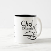 Gepersonaliseerde geïllustreerde Chef Tweekleurige Koffiemok (Voorkant rechts)