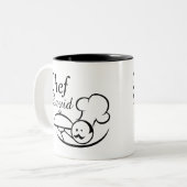 Gepersonaliseerde geïllustreerde Chef Tweekleurige Koffiemok (Voorkant links)