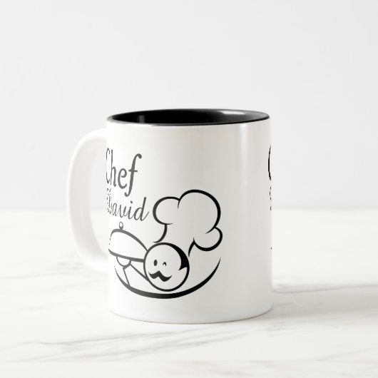 Gepersonaliseerde geïllustreerde Chef Tweekleurige Koffiemok (Voorkant links)