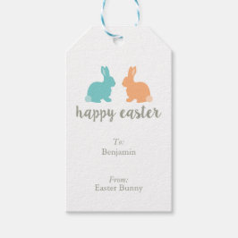 Gepersonaliseerde geïllustreerde paashaas cadeau L Cadeaulabel