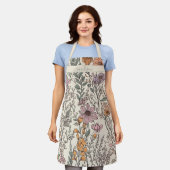 Gepersonaliseerde Geïllustreerde Wildflowers Boho Schort (Gedragen)