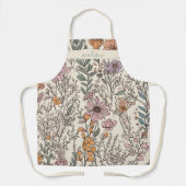 Gepersonaliseerde Geïllustreerde Wildflowers Boho Schort (Voorkant)