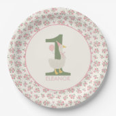 Gepersonaliseerde Gekke Gans Eerste Verjaardag Bor Papieren Bordje (Voorkant)
