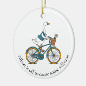Gepersonaliseerde Gekke gans op een fiets Keramisch Ornament (Links)