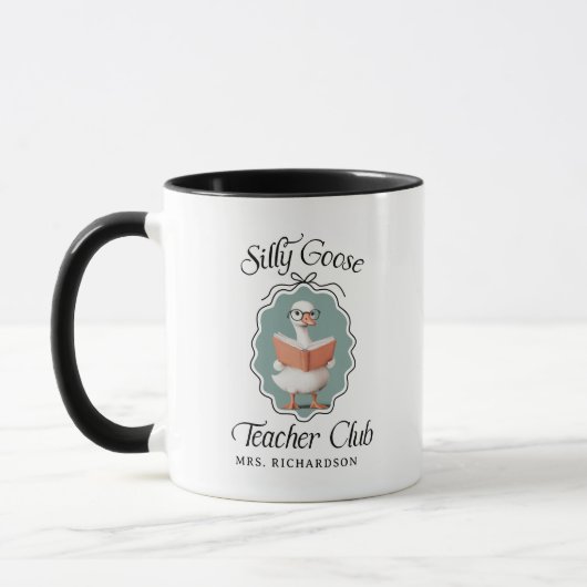 Gepersonaliseerde Gekke Goose Teacher Club Mok (Links)
