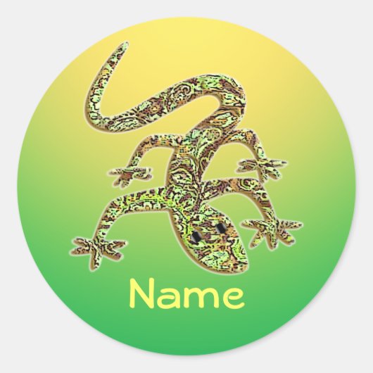Gepersonaliseerde gekko / salamander / hagedis Sti Ronde Sticker (Voorkant)