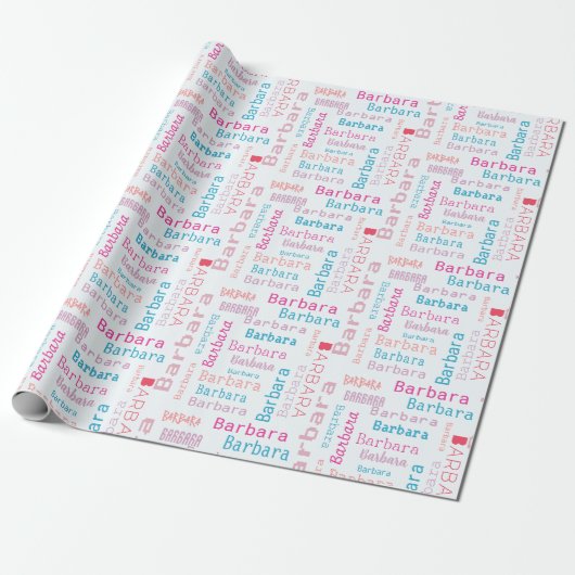 Gepersonaliseerde Gekleurde Naam Gift Wrapping Pap Cadeaupapier (Uitgerold)