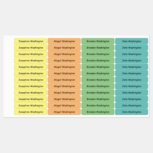 Gepersonaliseerde gekleurde tekst Terug naar schoo Labels (Vel)