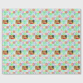 Gepersonaliseerde gekleurde vierkanten en foto cadeaupapier (Vlak)