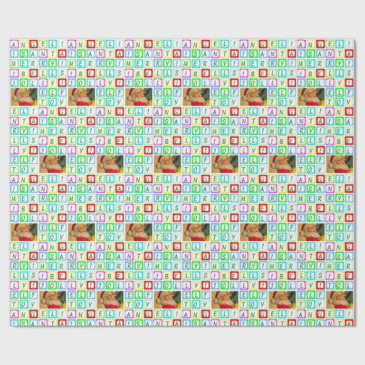 Gepersonaliseerde gekleurde vierkanten en foto cadeaupapier (Vlak)