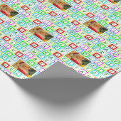 Gepersonaliseerde gekleurde vierkanten en foto cadeaupapier (Hoek)