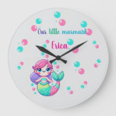 Gepersonaliseerde Gekleurde Zeemeermin Muur Klok (Voorkant)