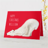 Gepersonaliseerde Gekoelde Polar Beer Kerst Kaart (Gele Bloem)