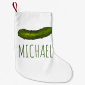 Gepersonaliseerde gekruiste groene dill-pluis kleine kerstsok (Voorkant)