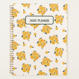 Gepersonaliseerde Gele Bloemen Dagboek 2025 Planner
