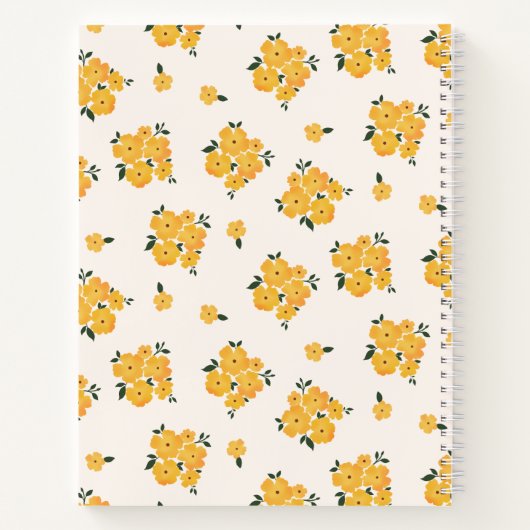 Gepersonaliseerde Gele Bloemen Dagboek Notitieboek (Achterkant)