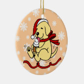 Gepersonaliseerde gele Cartoon Kerstmis Keramisch Ornament (Rechts)