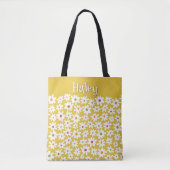 Gepersonaliseerde Gele Daisy Print Tas Schoudertas (Voorkant)