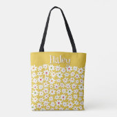 Gepersonaliseerde Gele Daisy Print Tas Schoudertas (Achterkant)