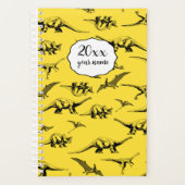 Gepersonaliseerde Gele Dinosaur Planner voor Kinde (Voorkant)