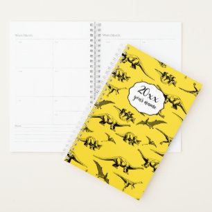 Gepersonaliseerde Gele Dinosaur Planner voor Kinde