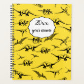 Gepersonaliseerde Gele Dinosaur Planner voor Kinde (Voorkant)