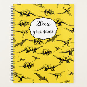 Gepersonaliseerde Gele Dinosaur Planner voor Kinde