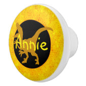 Gepersonaliseerde gele dinosaurus verbergen keramische knop (Rechts)