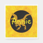 Gepersonaliseerde gele dinosaurus verbergen servet (Voorkant)