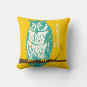 Gepersonaliseerde Gele en Mint Baby Boy  Owl Kussen (Voorkant)