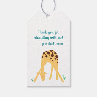 Gepersonaliseerde Gele Giraffe Baby shower Verjaar Cadeaulabel
