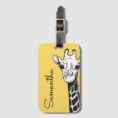 Gepersonaliseerde Gele Giraffe Bagagelabel (Voorkant (verticaal))