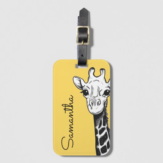 Gepersonaliseerde Gele Giraffe Bagagelabel (Voorkant (verticaal))